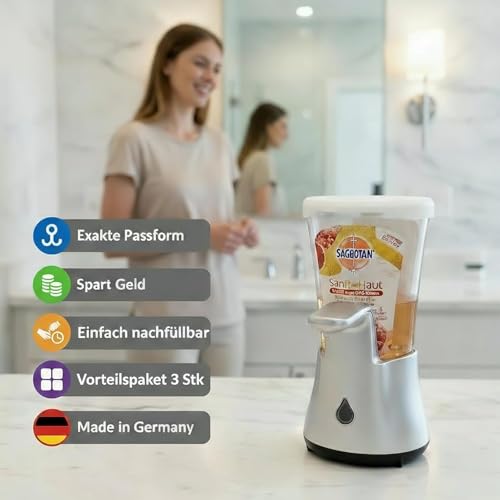 3 Stück Deckel passend für Sagrotan No Touch Seifenspender Weiß - Verschluss Kappe Nachfüller - Made by R-Satz Shop