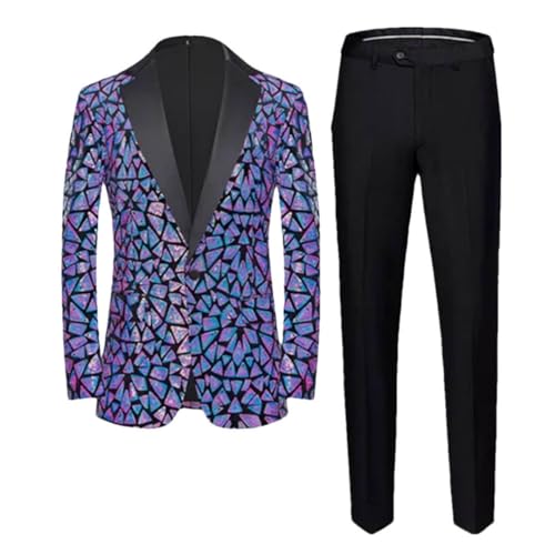 Men Sequin Suit Men's Wedding Dance Party Stage Perform Dress Male Blazer Trouser