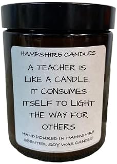 Thank You Teacher Quote Candle | Highly Scented | Natural Eco Soy Wax | Handmade (Amber Glass Jar)
