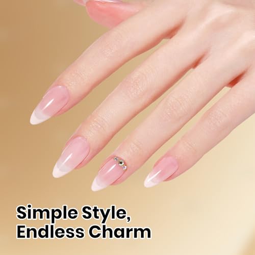 Image of Beetles White Gel Nail Polish - Creamy Hush 15ML Full Size /0.51Fl Oz, HEMA-Free Milky Gel Polish, Same Color Bottle, Soak Off UV LED Lamp French Nails Art, Manicure Salon DIY