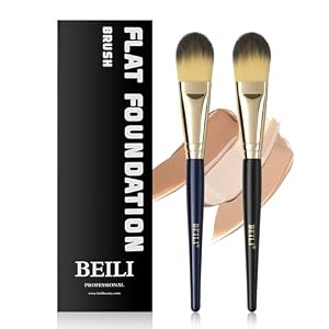 BEILI Foundation Makeup Brush,Application for Concealer, Powder, Cream and Liquid Make Up,Flat Concealer Brush, Contour & Blending, Synthetic Fiber & Wood-2PCS
