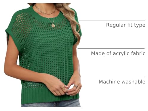 Image of ANRABESS Short Sleeve Sweater for Women Summer Crochet Knit Tops