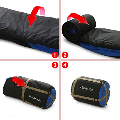 TEKAMON Schlafsack Winter Outdoor, Camping und Trekking, Mumieschlafsack für 3-4 Jahreszeiten, 400g/㎡ Winterschlafsack, Kleines Packmaß & Ultraleicht Schlafsack,für Erwachsene grün 220 * 85 * 55cm - Image 7