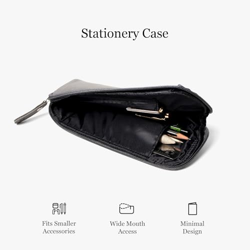 Image of Bellblock Premium Stationery Case & Pencil Pouch | Aesthetic Pencil Case for School /Office | Sleek Portable Pen Organizer | Compact Pen Pouch | Vegan Leather (Grey)