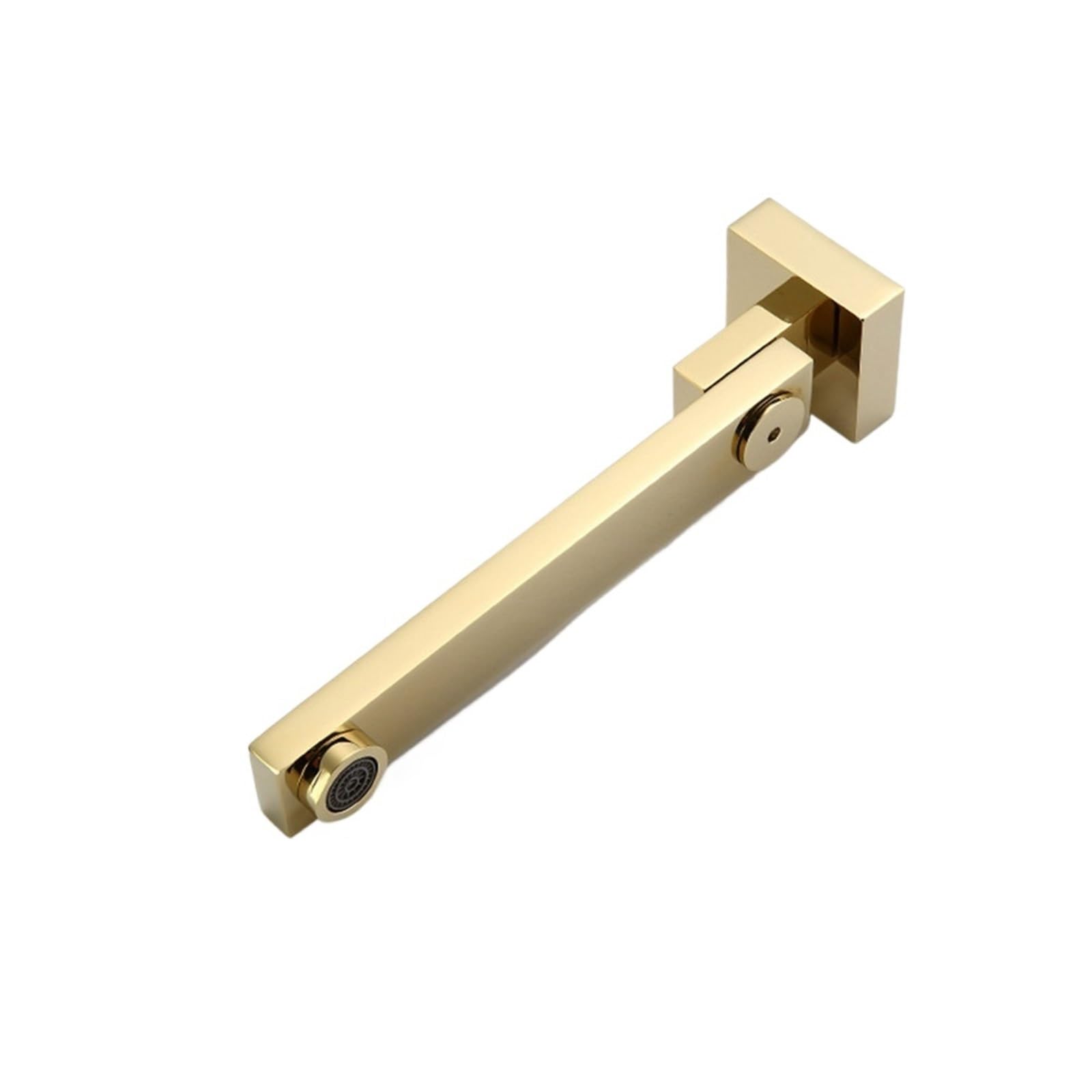 Wtaxbh Color2 Outside Tap Brass Mixer Faucet Wall-Mounted Brushed Gold Round Square 180 Degree Rotary Folding Spout Bathroom Sink Concealed(Color2)