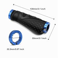 REETEE Fahrradgriffe Rutschfester Lenkergriffe Fahrrad Ergonomisch MTB Griffe, Zwei Seiten Lock-On Design Fahrrad Lenker Griffe für 22,2 mm Fahrrad, Mountainbike, Rennrad Lenker Griffe (Schwarz Blau) – Ansicht 5