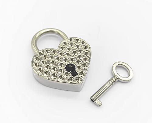 BeeSpring 1 Pieces Heart Shaped Padlock Skeleton Key Wedding Bow Lock Silver Valentine's Day