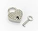 BeeSpring 1 Pieces VTG Old Look Heart Shaped Padlock Skeleton Key Wedding Bow Lock Silver