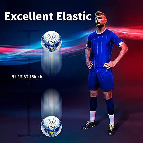 SHOKE Soccer Balls Size 5 New Future Technology Sense Lines Design Training Football Official Non-Slip Bumpy Texture Game Ball Soccer Ball with Yellow-Blue Strips (Deflated No Pump) - Thumbnail 3