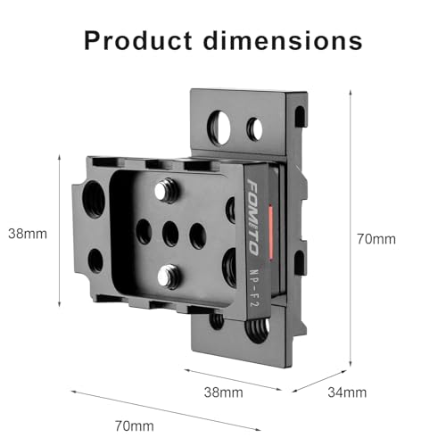Image of FOMITO NP-F2 Dual-Sided NP-F Plate, All-Aluminum Alloy, ±90 and ±180 Angle Adjustment, for Monitor, LED Light, Wireless Transmitter