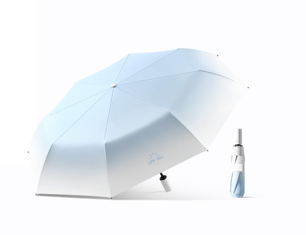 erised's bifrost Gradient Color Compact Travel Folding Automatic Umbrella Portable Parasol Auto Open Close/UV Protection/8 Ribs/Lightweight/Sun Rain/