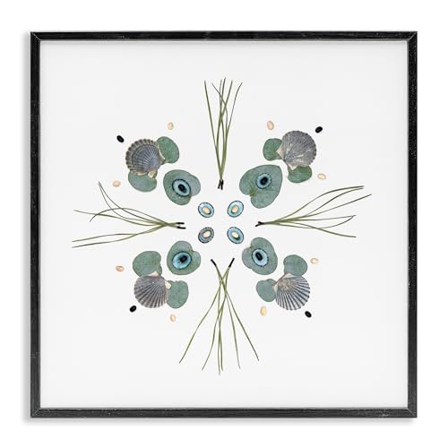 Seashell Leaf Symmetry Botanical, 17 x 17 Inch Framed Giclée Print