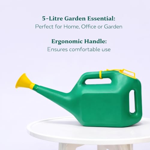 Image of 5 Litre Watering Can for Plants | Heavy Duty Plastic Garden Water Can with Long Spout | Indoor & Outdoor Gardening, Balcony, Home, Nursery (Green)