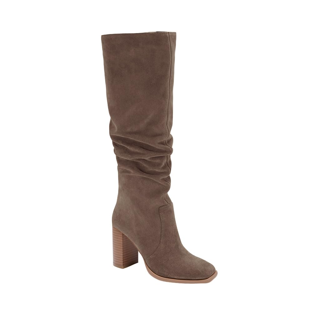 Juliet Holy Womens Knee High Boots Chunky High Heel Square Toe Side Zipper Wide Calf Boot