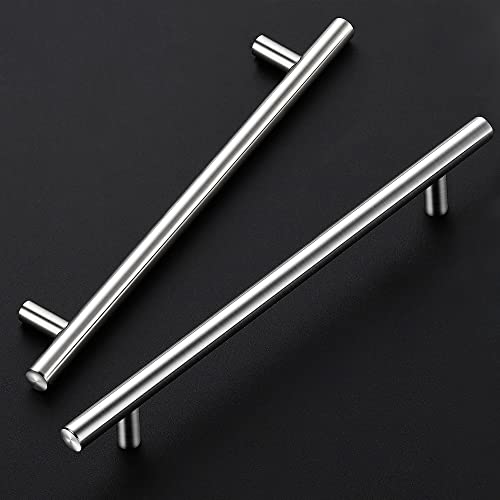 Image of Ravinte Cabinet Pulls,10 inch Length,7-1 /2 inch Hole Center,Brushed Nickel,12 Pack | Kitchen Drawer Pulls, Stainless Steel Feel, Round T-Bar Shape, Cabinet Handles, For Cupboards, Drawers, Dressers, Cabinets