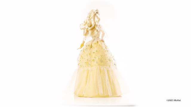 slim fit dress slacks 2023 Holiday Barbie (with Golden Gown and Light Brown Hair) Doll main image 1