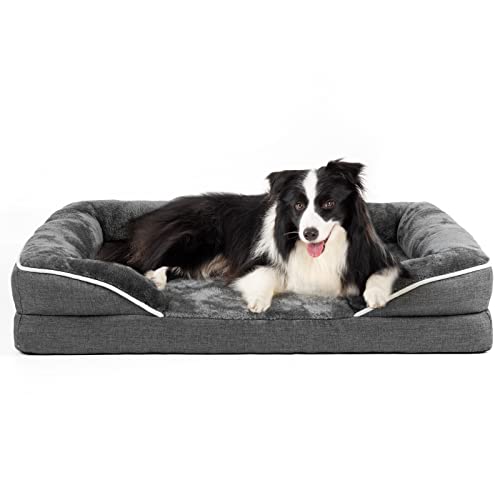 DogBaby Dog Beds for Medium Dog, Washable Medium Dog Bed, Dog Couch Bed for Comfortable Sleep, Orthopedic Egg Foam Bolster Dog Bed with Removable Washable Cover and Nonskid Bottom Couch, Pet Bed