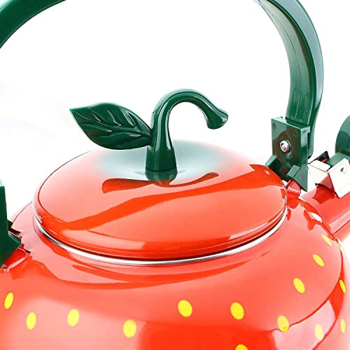 Whistling Tea Kettle For Stove Top Enamel On Steel Teakettle, Supreme Housewares Strawberry Design Teapot Water Kettle Cute Kitchen Accessories Teteras (2.3 Quart, Strawberry) #TOP3