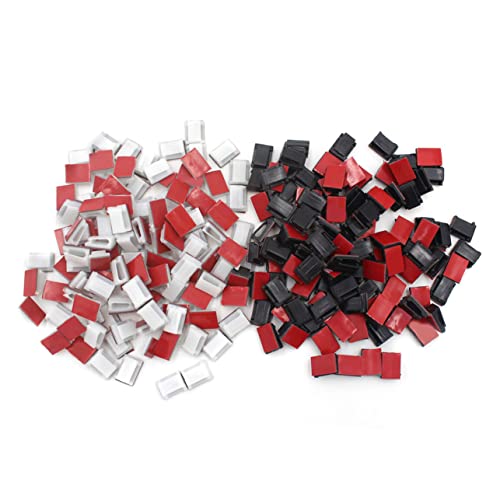 Mipcase 200pcs Sujetacables Autoadhesivos Multiusos con Monturas Adhesivas para Gestión de Cables para Organizar Cables bajo Escritorio, Coche y Hogar miniatura 2
