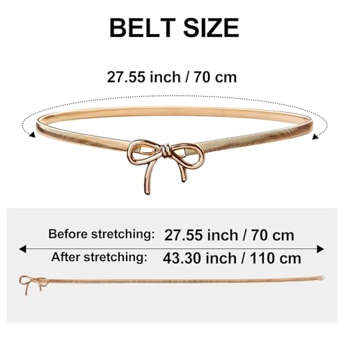 Bow Belts For Women, Skinny Gold Belt Waist Belt, Stretchy Bow Metal Chain Belt Women's Belts For Women3