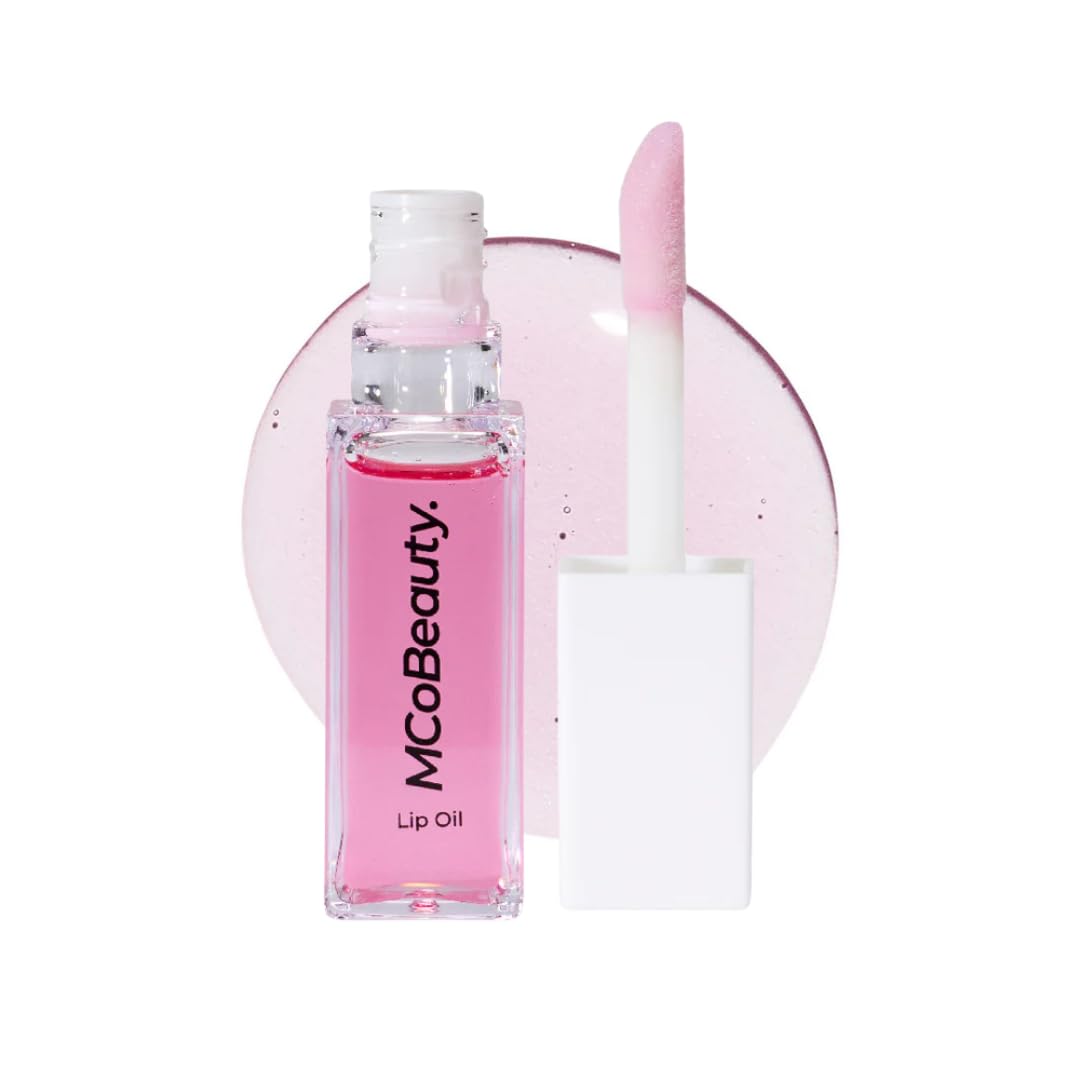 MCoBeauty Lip Oil Hydrating Treatment Sheer Rose - Tinted Lip Gloss with Jojoba Seed Oil for Dry Lips - High Shine Lip Care Moisturizing Glaze, Non