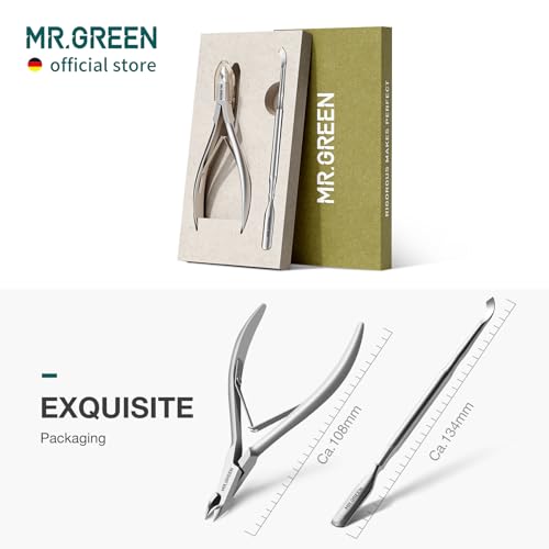MR.GREEN Cuticle Nippers Nail Manicure Scissors Cuticle Clippers Trimmer Dead Skin Remover Stainless Steel Cutters Beauty Tool With Pusher (Mr-1028+Pusher)