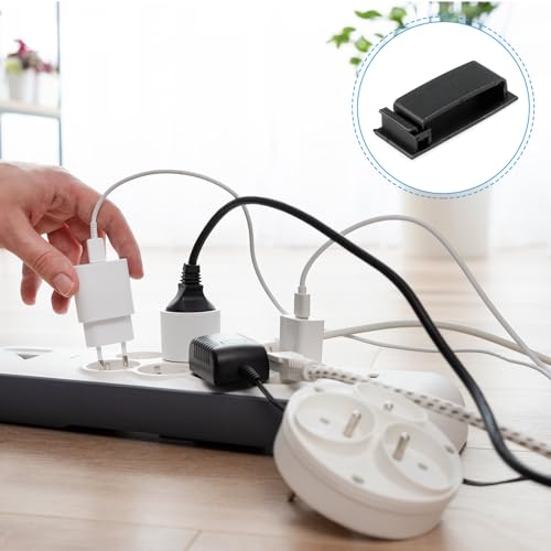 PATIKIL 20Pcs 6MM Clips Adhesivos para Cables Negro | Soporte para Cables de Pared, Organizador de Cables para Oficina, Hogar y Bajo Escritorio miniatura 7