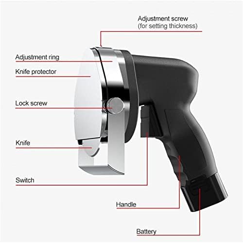 Affettatrice elettrica senza fili, spessore regolabile 0-8 mm, 80 W, grado commerciale con lame rimovibili, copertura di sicurezza per uso domestico e ristorante, silenzioso e portatile
