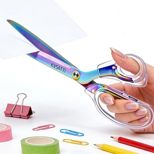9\"Office Scissors for Desk,Craft Scissors,Sharp Titanium Coated Stainless Steel Blades, for Art School Supplies and Daily Family Use/Colour - Thumbnail 4