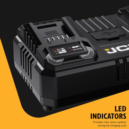 Cargador rápido JCB 18V de doble puerto con USB para herramientas 6