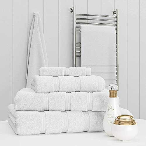 Z Fashion Luxury 2 Piece Towel Set 100% Egyptian Cotton Super Soft Luxury Towels. Hand & Bath Towel Set (White)