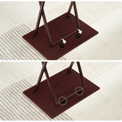 Table d’appoint pliable HOOBRO lot de 2 bout de canapé marron rougeâtre EBR25BZ01 - 8