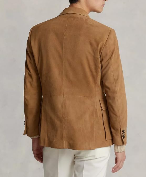 ORBITRAY Mens Suede Blazer Suit Jacket Slim Fit for Men Casual Stand Collar Available Blazer Wedding Groom Dinner Party OB0162