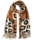 Leopard-Print-Winter-Scarf for Women Soft Warm Long Tassel Shawl Wraps
