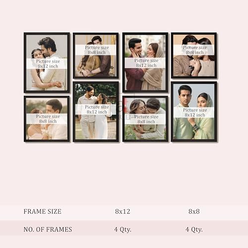 Image of Art Street Photo Frame Set of 8 Black Wall Decor Collage Display Hanging Family Picture Frames Gallery Collection Decor Items Wall Mount Frames Birthday Anniversary, 8x8 and 8x12 In