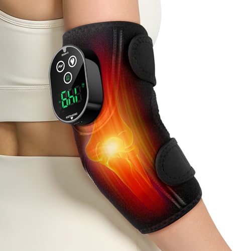 Cordless Elbow Massager for Pain Relief Tennis Elbow Massager for Tendonitis and Tennis Elbow Rechargeable Arm Heating Pad with Massage