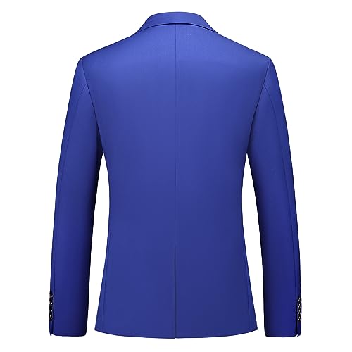 Mens Suits 3 Pieces Slim Fit One Button Solid Suit Blazers for Business Wedding Formal Prom Tuxedo Blazer Vest & Pant Set Royal Blue3