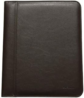 Ben Sherman Vegan Saffiano Leather Bi-fold Padfolio Binder Writing Pad for School, Work, Or Travel, Brown, Faux