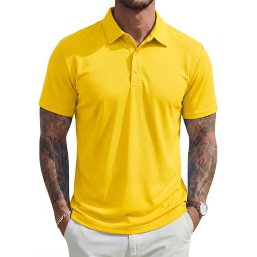 MAGCOMSEN Mens Polo Shirts Short Sleeve UPF 80+ Moisture Wicking Golf Polos Lightweight Performance Collared Shirt Men