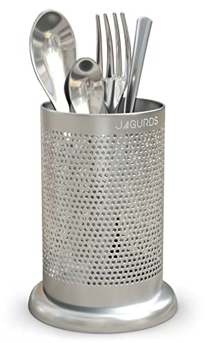 Stainless Steel Kitchen Utensil Holder for Counter - Small Spoon and Large Cooking Utensil Organizer - Crock Caddy Spatula Holder for Countertop - Thumbnail 3