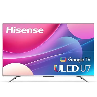 Hisense ULED Premium U7H QLED Series 75-inch Class Quantum Dot Google 4K Smart TV (75U7H, 2022 Model), Black