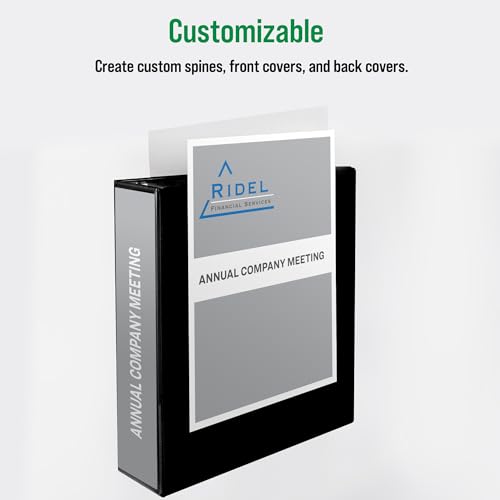 Office Essentials Fichários de 3 anéis Economy View, anéis redondos de 7,6 cm, lombada de 9 cm, capa