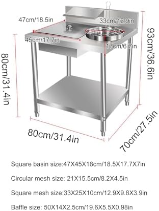 Commercial Stainless Steel Breading Table - Fry Prep Station for Restaurants & Homes, Includes Container & Basket for Chicken & Fries, Perfect for Hotels & Food Service