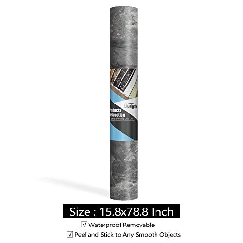 Livelynine Charcoal Concrete Wallpaper Peel And Stick Grey Contact Paper For Countertops Waterproof Kitchen Counter Top Covers Accent Wall Covering Cabinet Wallpaper Peel & Stick Marble 15.8X78.8 In #TOP5