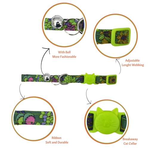 Image of Emily Pets Cat Collar for Colorful Breakaway Cat Collars with Bell, Adjustable Printed Nylon woth Safety Buckles Kitten Collar (Color May Vsry, 1 Piece)