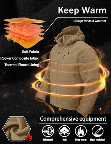Image of CRYSULLY Men's Tactical Hoodies Jacket Warm Winter Fleece Jacket