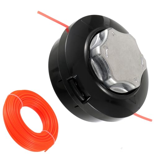 HUAREW M10 x 1,25 repuesto de hilo universal, cabezal de carrete de 2 líneas cabezales desbrozadora con cable de 30 m y 2,4 mm