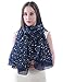 Lina & Lily Silver Gold Glitters Shimmer Foil Stars Women Scarf Shawl Wrap (Navy Blue (silver stars))