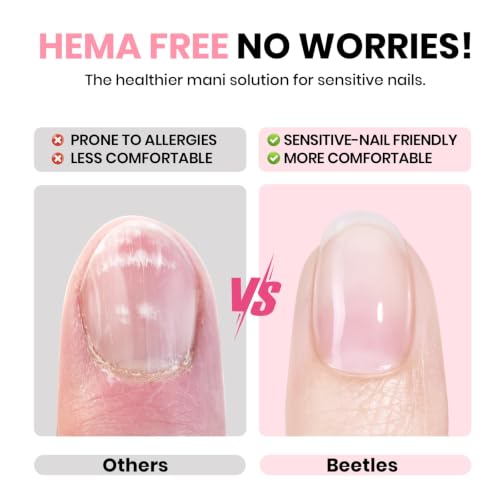 Image of Beetles Builder Gel Nail Kit with Base and Top Coat 15ml - HEMA Free Milky White Builder Gel with Nail Art Liner Brush, Soak Off UV LED Gel for Nail Strengthening, Extension & Long Lasting Manicure