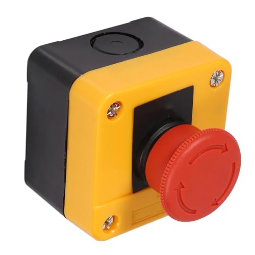 Nimomo Interruptor de Parada de Emergencia, Botón de Emergencia, 660V 10A Carcasa de Plástico Señal Roja Interruptor de Botón Pulsador de Seta de Parada Nuevo